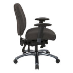 Chaise de bureau mi-dossier, réglage du dossier à crémaillère, glissière d'assise, soutien lombaire, accoudoirs réglables, base en titane, coloris Or Pailleté / Bleu / Taupe / Anthracite / Noir de Jais / Lie de Vin / Noir, 1 utilisateur