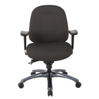 Chaise de bureau mi-dossier, réglage du dossier à crémaillère, glissière d'assise, soutien lombaire, accoudoirs réglables, base en titane, coloris Or Pailleté / Bleu / Taupe / Anthracite / Noir de Jais / Lie de Vin / Noir, 1 utilisateur