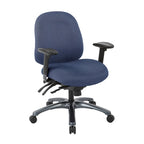 Chaise de bureau mi-dossier, réglage du dossier à crémaillère, glissière d'assise, soutien lombaire, accoudoirs réglables, base en titane, coloris Or Pailleté / Bleu / Taupe / Anthracite / Noir de Jais / Lie de Vin / Noir, 1 utilisateur