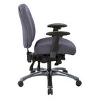 Chaise de bureau mi-dossier, réglage du dossier à crémaillère, glissière d'assise, soutien lombaire, accoudoirs réglables, base en titane, coloris Or Pailleté / Bleu / Taupe / Anthracite / Noir de Jais / Lie de Vin / Noir, 1 utilisateur