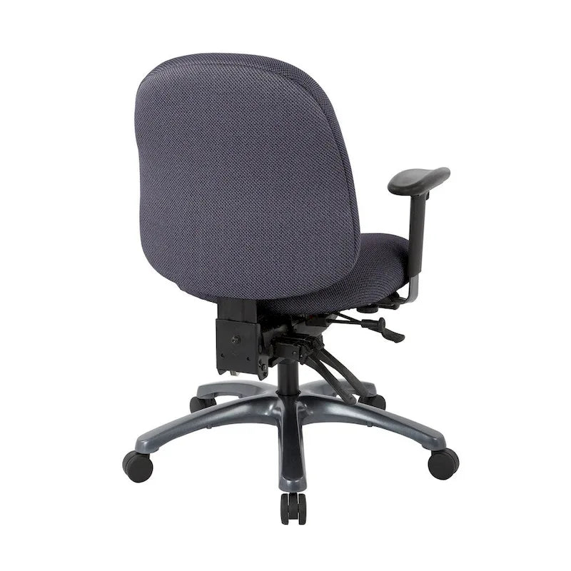 Chaise de bureau mi-dossier, réglage du dossier à crémaillère, glissière d'assise, soutien lombaire, accoudoirs réglables, base en titane, coloris Or Pailleté / Bleu / Taupe / Anthracite / Noir de Jais / Lie de Vin / Noir, 1 utilisateur