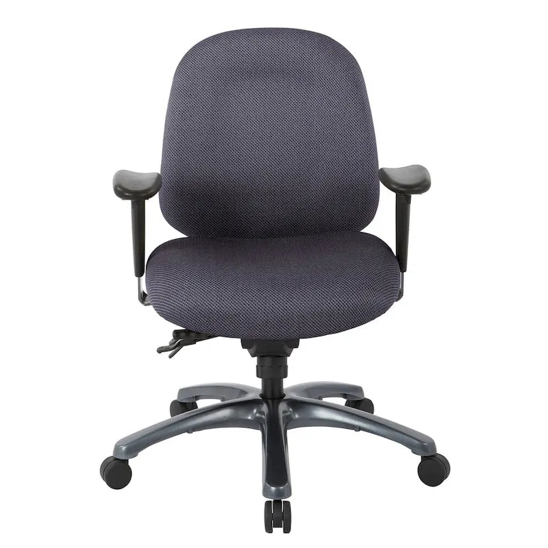 Chaise de bureau mi-dossier, réglage du dossier à crémaillère, glissière d'assise, soutien lombaire, accoudoirs réglables, base en titane, coloris Or Pailleté / Bleu / Taupe / Anthracite / Noir de Jais / Lie de Vin / Noir, 1 utilisateur