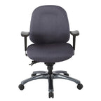 Chaise de bureau mi-dossier, réglage du dossier à crémaillère, glissière d'assise, soutien lombaire, accoudoirs réglables, base en titane, coloris Or Pailleté / Bleu / Taupe / Anthracite / Noir de Jais / Lie de Vin / Noir, 1 utilisateur