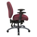 Chaise de bureau mi-dossier, réglage du dossier à crémaillère, glissière d'assise, soutien lombaire, accoudoirs réglables, base en titane, coloris Or Pailleté / Bleu / Taupe / Anthracite / Noir de Jais / Lie de Vin / Noir, 1 utilisateur