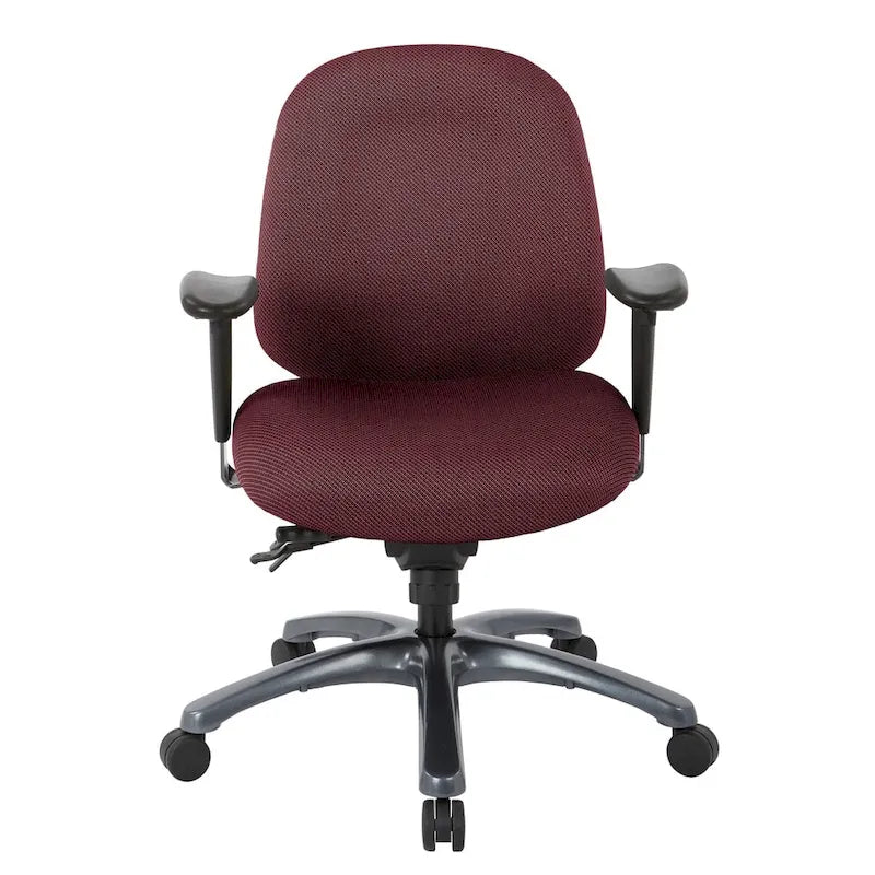 Chaise de bureau mi-dossier, réglage du dossier à crémaillère, glissière d'assise, soutien lombaire, accoudoirs réglables, base en titane, coloris Or Pailleté / Bleu / Taupe / Anthracite / Noir de Jais / Lie de Vin / Noir, 1 utilisateur