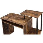 Bureau d'ordinateur, tablette coulissante pour clavier, étagère de bureau, 2 compartiments de rangement ouverts, bois, chêne vieilli et noir / blanc antique et noir / noir, 1 personne