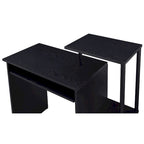 Bureau d'ordinateur, tablette coulissante pour clavier, étagère de bureau, 2 compartiments de rangement ouverts, bois, chêne vieilli et noir / blanc antique et noir / noir, 1 personne