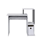 Bureau d'ordinateur, tablette coulissante pour clavier, étagère de bureau, 2 compartiments de rangement ouverts, bois, chêne vieilli et noir / blanc antique et noir / noir, 1 personne