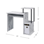 Bureau d'ordinateur, tablette coulissante pour clavier, étagère de bureau, 2 compartiments de rangement ouverts, bois, chêne vieilli et noir / blanc antique et noir / noir, 1 personne