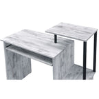 Bureau d'ordinateur, tablette coulissante pour clavier, étagère de bureau, 2 compartiments de rangement ouverts, bois, chêne vieilli et noir / blanc antique et noir / noir, 1 personne
