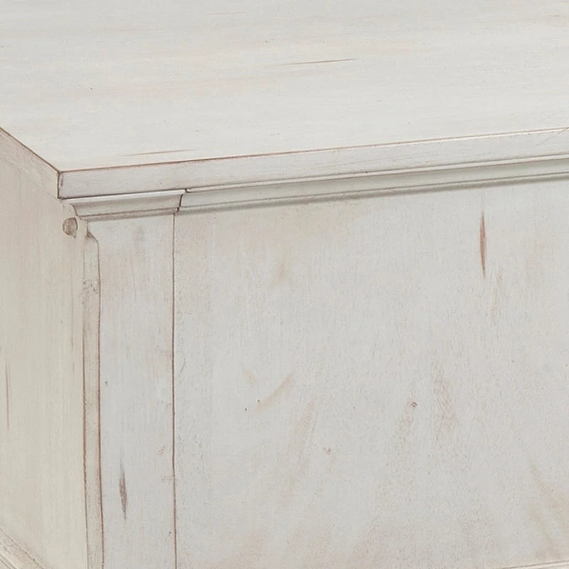 Bureau de 152 cm, style vintage, 4 tiroirs, tiroir classeur, 2 ports USB et prises, bois d'hévéa et placage de manguier, cerisier cannelle / blanc antique, 1 personne