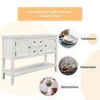Console, 4 tiroirs, 2 placards, étagère inférieure, pieds fuselés, pin et MDF, bleu rétro / marine / blanc / expresso / gris, 1 personne