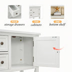 Console, 4 tiroirs, 2 placards, étagère inférieure, pieds fuselés, pin et MDF, bleu rétro / marine / blanc / expresso / gris, 1 personne