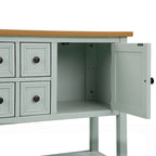 Console, 4 tiroirs, 2 placards, étagère inférieure, pieds fuselés, pin et MDF, bleu rétro / marine / blanc / expresso / gris, 1 personne
