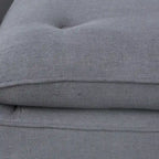 Banc rembourré de style milieu de siècle, capitonné, forme géométrique, pieds en bois, gris acier/lin, usage 1 personne