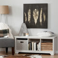 Banc de rangement, 3 casiers ouverts, assise large, panneaux de particules stratifiés, blanc pur / noir pur / chêne gris / chêne vieilli, pour 1 personne