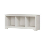 Banc de rangement, 3 casiers ouverts, assise large, panneaux de particules stratifiés, blanc pur / noir pur / chêne gris / chêne vieilli, pour 1 personne