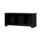 Banc de rangement, 3 casiers ouverts, assise large, panneaux de particules stratifiés, blanc pur / noir pur / chêne gris / chêne vieilli, pour 1 personne