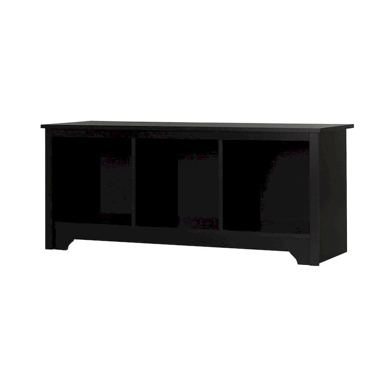 Banc de rangement, 3 casiers ouverts, assise large, panneaux de particules stratifiés, blanc pur / noir pur / chêne gris / chêne vieilli, pour 1 personne