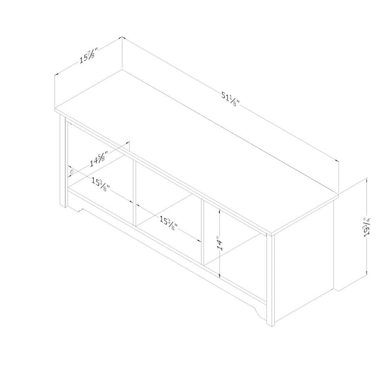 Banc de rangement, 3 casiers ouverts, assise large, panneaux de particules stratifiés, blanc pur / noir pur / chêne gris / chêne vieilli, pour 1 personne