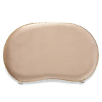 Ottoman de coiffeuse, style provençal, revêtement en velours polyester, rembourrage en mousse, garniture de clous en laiton, ornements floraux, sans dossier, sable / blanc / or, pour 1 personne