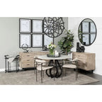 Fauteuil de salle à manger, dossier ouvert, revêtement tissu, cadre en métal noir mat, aucun assemblage requis, beige et gris fusil, 1 personne