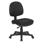 Chaise de bureau sans accoudoirs, assise et dossier rembourrés, support lombaire intégré, hauteur et profondeur réglables, certifiée Greenguard, bleu marine / noir / bordeaux, usage individuel
