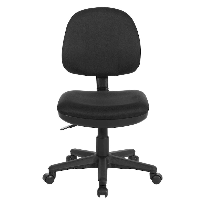 Chaise de bureau sans accoudoirs, assise et dossier rembourrés, support lombaire intégré, hauteur et profondeur réglables, certifiée Greenguard, bleu marine / noir / bordeaux, usage individuel