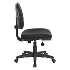 Chaise de bureau sans accoudoirs, assise et dossier rembourrés, support lombaire intégré, hauteur et profondeur réglables, certifiée Greenguard, bleu marine / noir / bordeaux, usage individuel