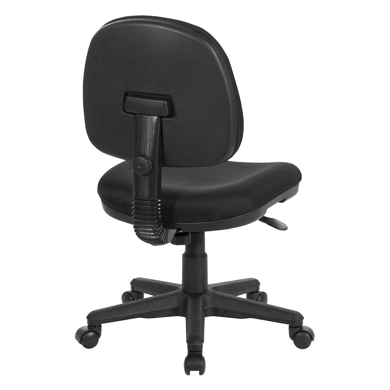 Chaise de bureau sans accoudoirs, assise et dossier rembourrés, support lombaire intégré, hauteur et profondeur réglables, certifiée Greenguard, bleu marine / noir / bordeaux, usage individuel