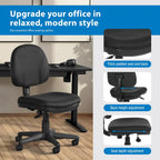 Chaise de bureau sans accoudoirs, assise et dossier rembourrés, support lombaire intégré, hauteur et profondeur réglables, certifiée Greenguard, bleu marine / noir / bordeaux, usage individuel