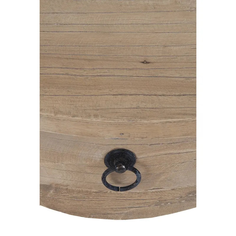 Table d'appoint avec tiroir, en bois de mindi massif, texture vieillie, grain naturel, non fini, pour 1 personne