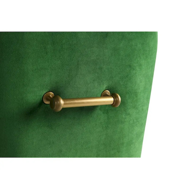 Chaise de salle à manger, revêtement en velours, pieds et poignée arrière en acier inoxydable doré, cadre en bois, hauteur de salle à manger, vert, pour 1 personne
