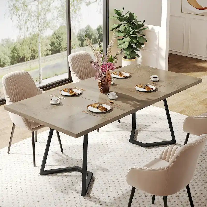Table à manger de 55 pouces, plateau en placage de marbre synthétique, cadre en métal, rangement sous la table, blanc / marron rustique / marron clair, pour 4 à 6 personnes