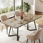 Table à manger de 55 pouces, plateau en placage de marbre synthétique, cadre en métal, rangement sous la table, blanc / marron rustique / marron clair, pour 4 à 6 personnes