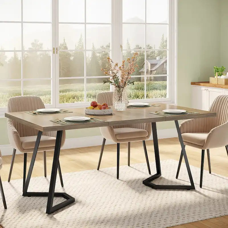 Table à manger de 55 pouces, plateau en placage de marbre synthétique, cadre en métal, rangement sous la table, blanc / marron rustique / marron clair, pour 4 à 6 personnes