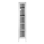 Meuble de rangement de 180 cm de haut, porte transparente en acrylique, étagères métalliques réglables, cadre en acier, blanc, pour une personne