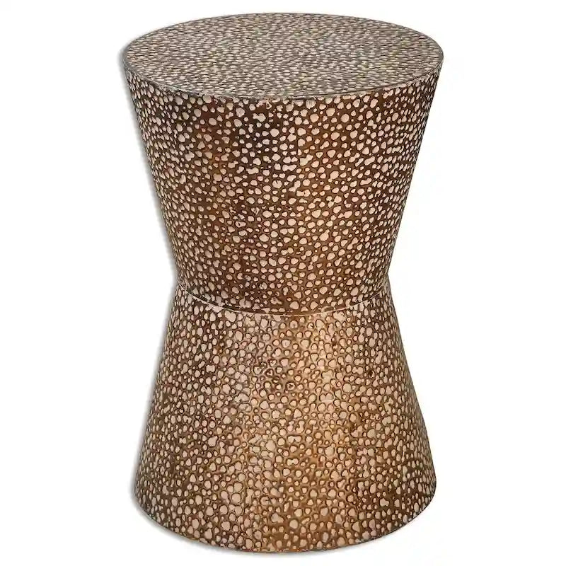 Table d'appoint Iron Accent, finition bronze cuivré vieilli, glaçure Dusty Stone, pour 1 personne