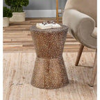 Table d'appoint Iron Accent, finition bronze cuivré vieilli, glaçure Dusty Stone, pour 1 personne