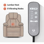 Fauteuil inclinable releveur électrique, massage et chauffage lombaire, repose-pieds étendu, ports USB, porte-gobelets, tissu, bleu marine / café / gris / bordeaux / rouge carmin / bleu Yale / moka / beige, utilisation par 1 personne