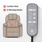 Fauteuil inclinable releveur électrique, massage et chauffage lombaire, repose-pieds étendu, ports USB, porte-gobelets, tissu, bleu marine / café / gris / bordeaux / rouge carmin / bleu Yale / moka / beige, utilisation par 1 personne