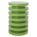 Table d'appoint empilable en forme de disque, design sculptural, plateau rond, vert / blanc / crème, pour 1 personne
