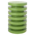 Table d'appoint empilable en forme de disque, design sculptural, plateau rond, vert / blanc / crème, pour 1 personne