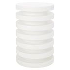 Table d'appoint empilable en forme de disque, design sculptural, plateau rond, vert / blanc / crème, pour 1 personne