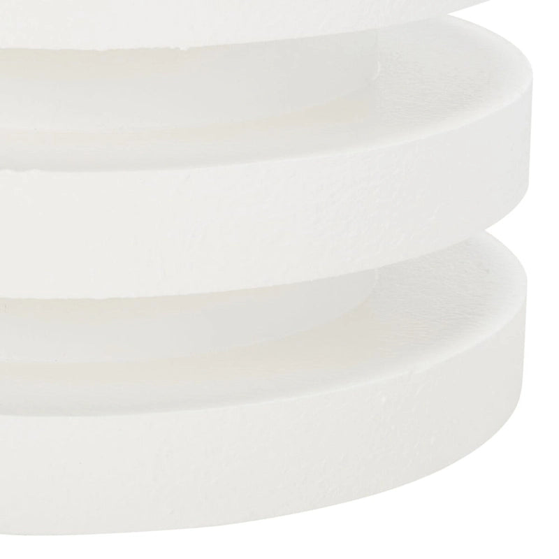 Table d'appoint empilable en forme de disque, design sculptural, plateau rond, vert / blanc / crème, pour 1 personne