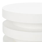 Table d'appoint empilable en forme de disque, design sculptural, plateau rond, vert / blanc / crème, pour 1 personne