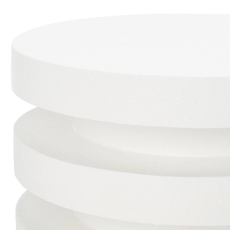 Table d'appoint empilable en forme de disque, design sculptural, plateau rond, vert / blanc / crème, pour 1 personne