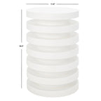Table d'appoint empilable en forme de disque, design sculptural, plateau rond, vert / blanc / crème, pour 1 personne