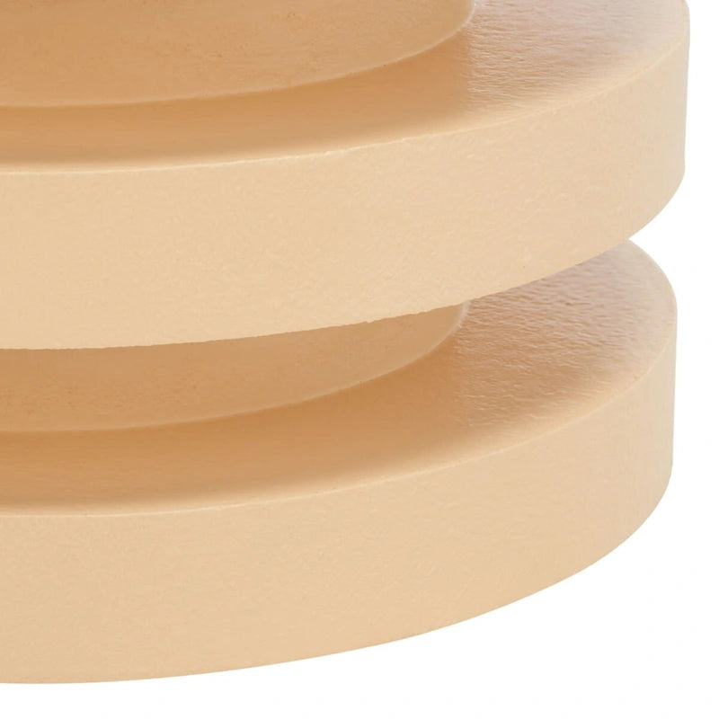Table d'appoint empilable en forme de disque, design sculptural, plateau rond, vert / blanc / crème, pour 1 personne