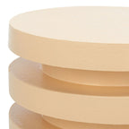 Table d'appoint empilable en forme de disque, design sculptural, plateau rond, vert / blanc / crème, pour 1 personne